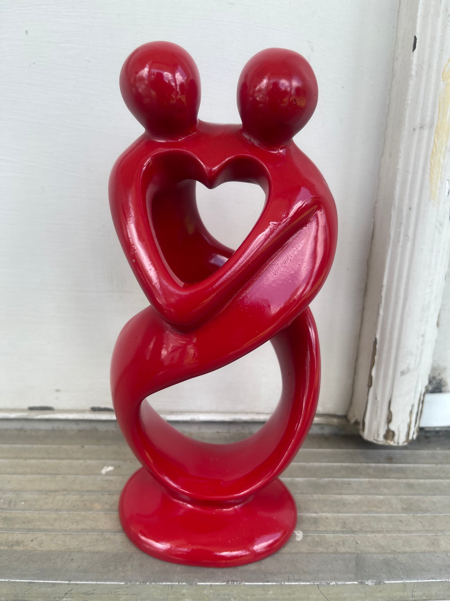 Two Lovers Soapstone Sculpture – Abstract Heart Design, Hand-Carved Romance Figurine