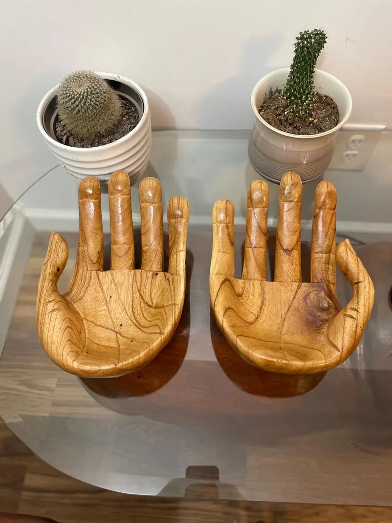 Plain Wooden Hand Sculpture Bowl β Carved Spiritual Decor Gift Symbol of Gratitude & Praise