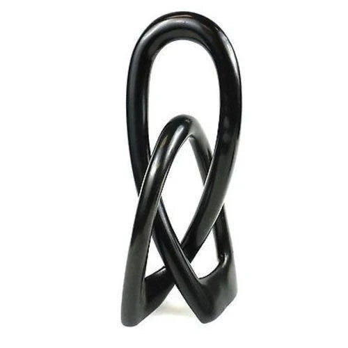 Soapstone Lovers Knot β 10" Black Hand-Carved Sculpture | Symbol of Love & Unity | African Home Decor