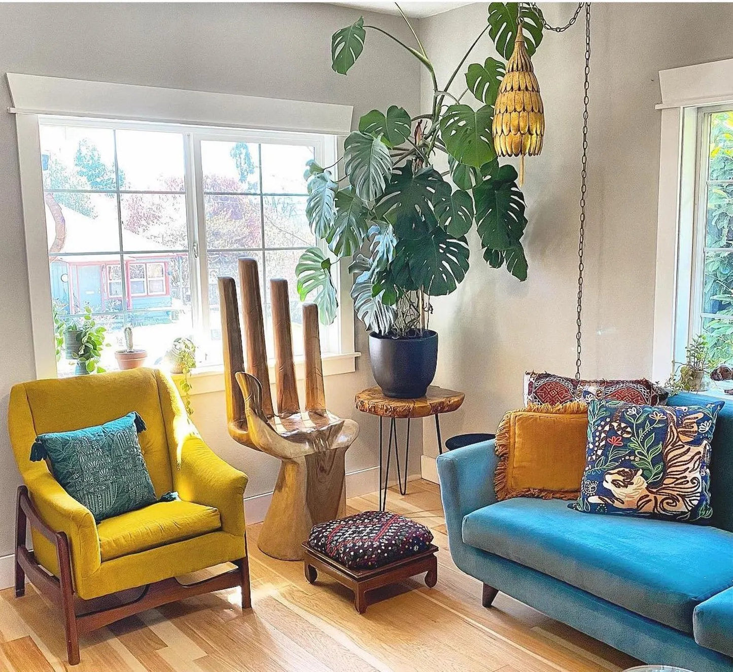 Extra Large Handcrafted Wooden Hand Chair with Natural Finish – Unique & Statement-Making Home Furniture
