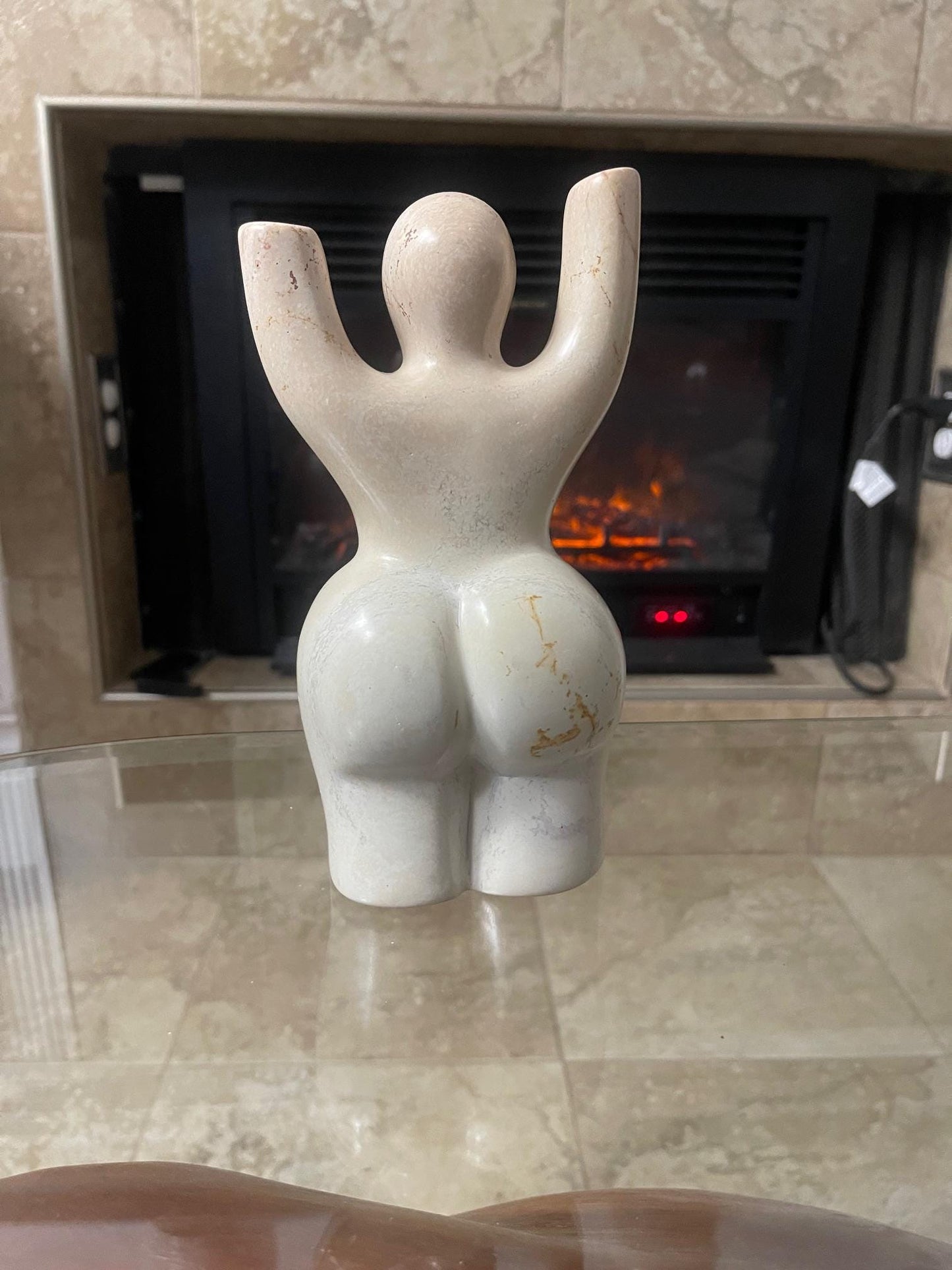 Handmade Soapstone Female Torso Sculpture, Voluptuous Body Art