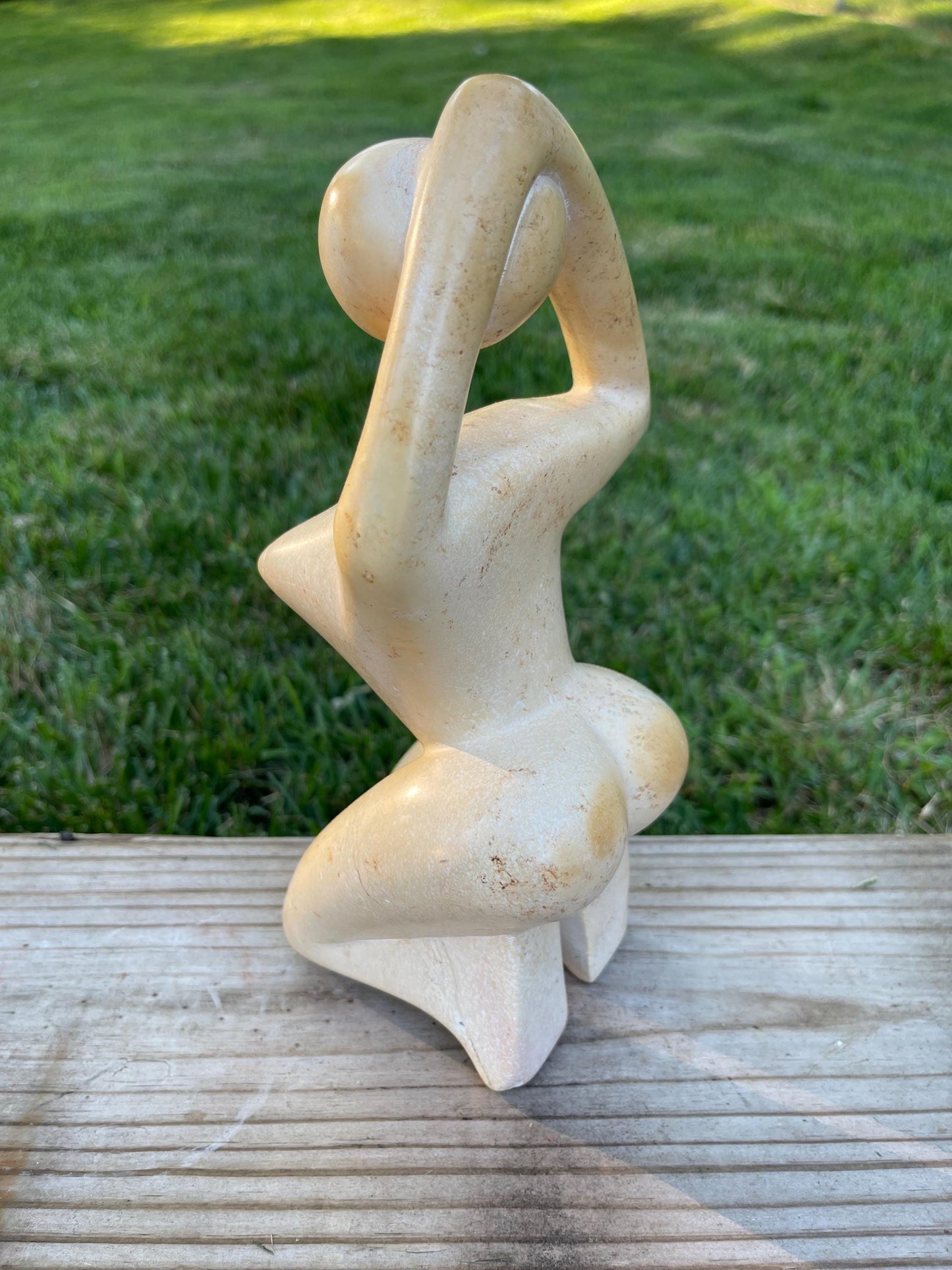 Hand-Carved Soapstone Sculpture: Surrealist Woman Figurine