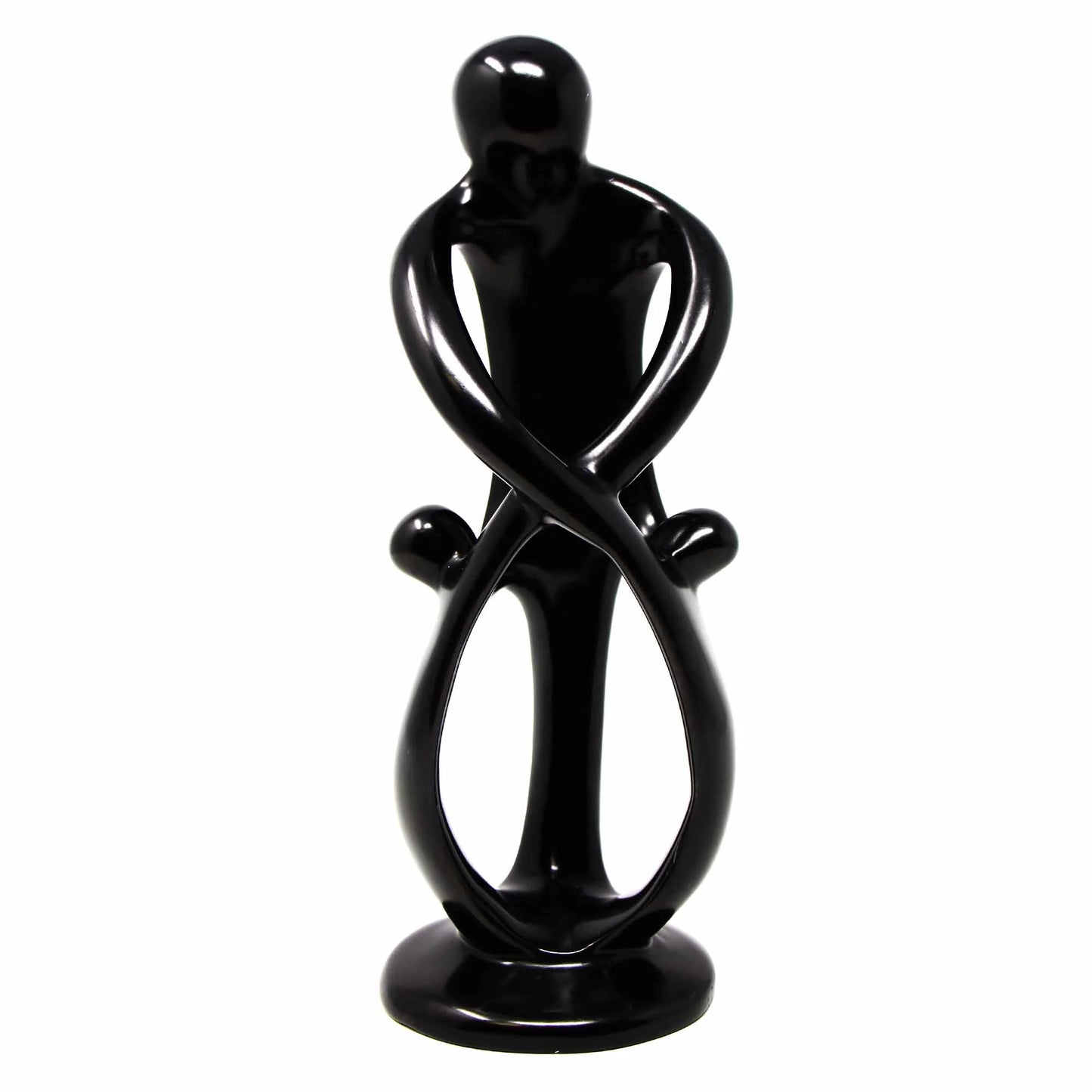 Handcrafted Soapstone Family Sculpture – 8" Black Finish  Artisan Home Décor