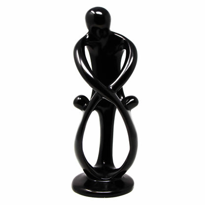 Handcrafted Soapstone Family Sculpture – 8" Black Finish  Artisan Home Décor