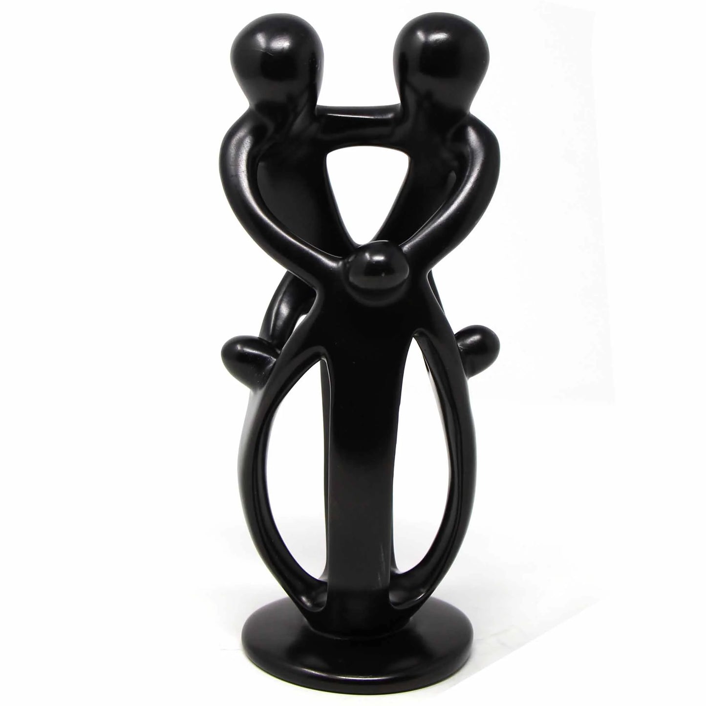 Handcrafted Soapstone Family Sculpture – 8" Black Finish  Artisan Home Décor
