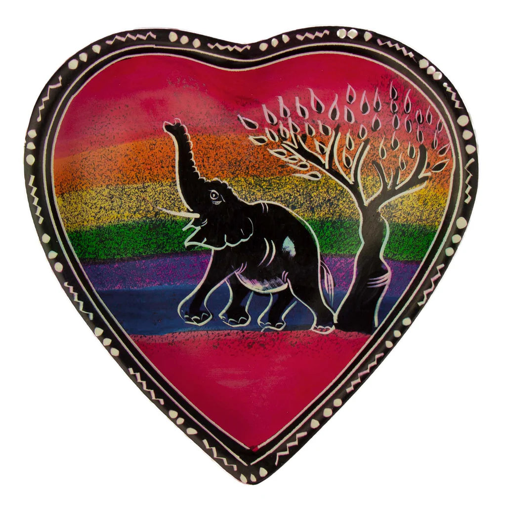 Set of Hand-Painted African Soapstone Heart Dishes – Rainbow Safari Trinket Bowls