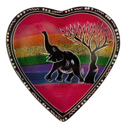 Set of Hand-Painted African Soapstone Heart Dishes – Rainbow Safari Trinket Bowls
