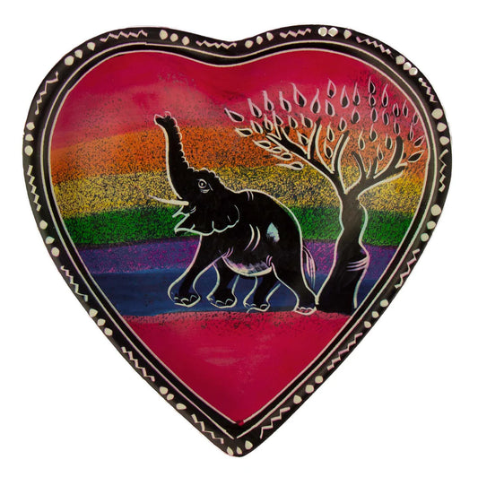 Set of Hand-Painted African Soapstone Heart Dishes – Rainbow Safari Trinket Bowls