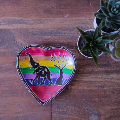 Set of Hand-Painted African Soapstone Heart Dishes – Rainbow Safari Trinket Bowls