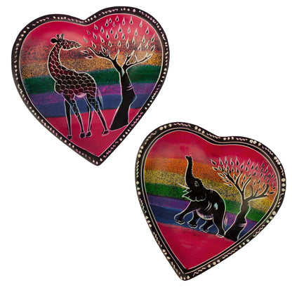 Set of Hand-Painted African Soapstone Heart Dishes – Rainbow Safari Trinket Bowls