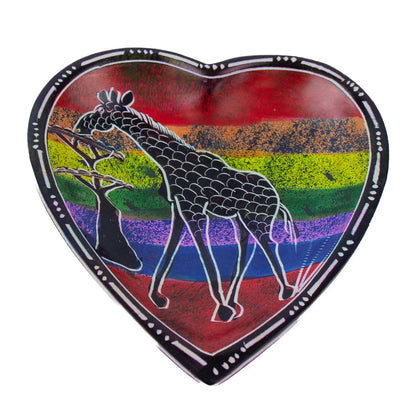 Set of Hand-Painted African Soapstone Heart Dishes – Rainbow Safari Trinket Bowls