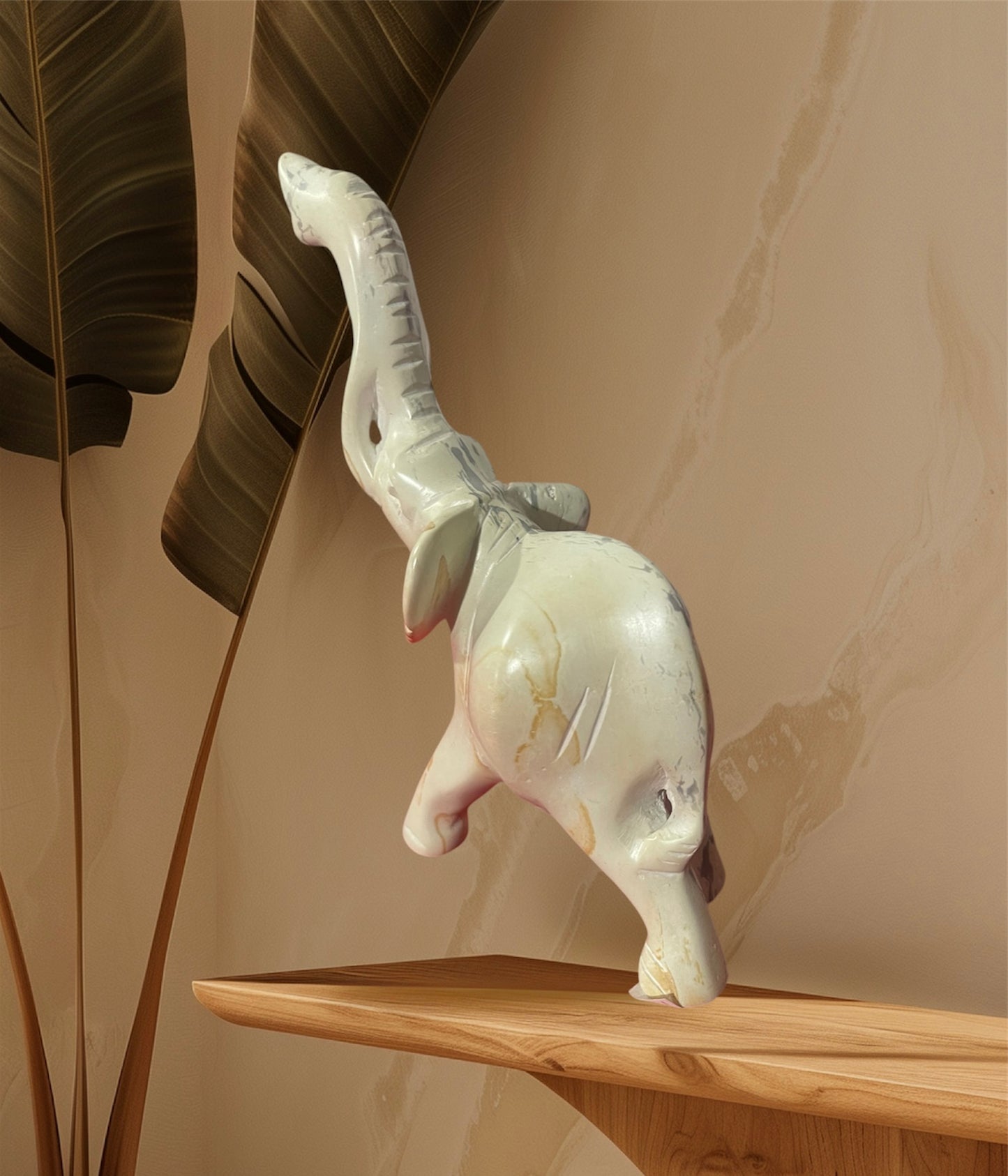 Soapstone Elephant Statue – Handcrafted Standing Sculpture for Home Decor