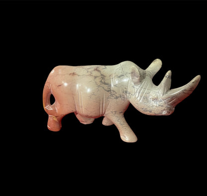 Soapstone Rhino Figurine – Hand-Carved Animal Sculpture