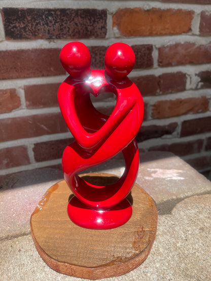 Two Lovers Soapstone Sculpture – Abstract Heart Design, Hand-Carved Romance Figurine