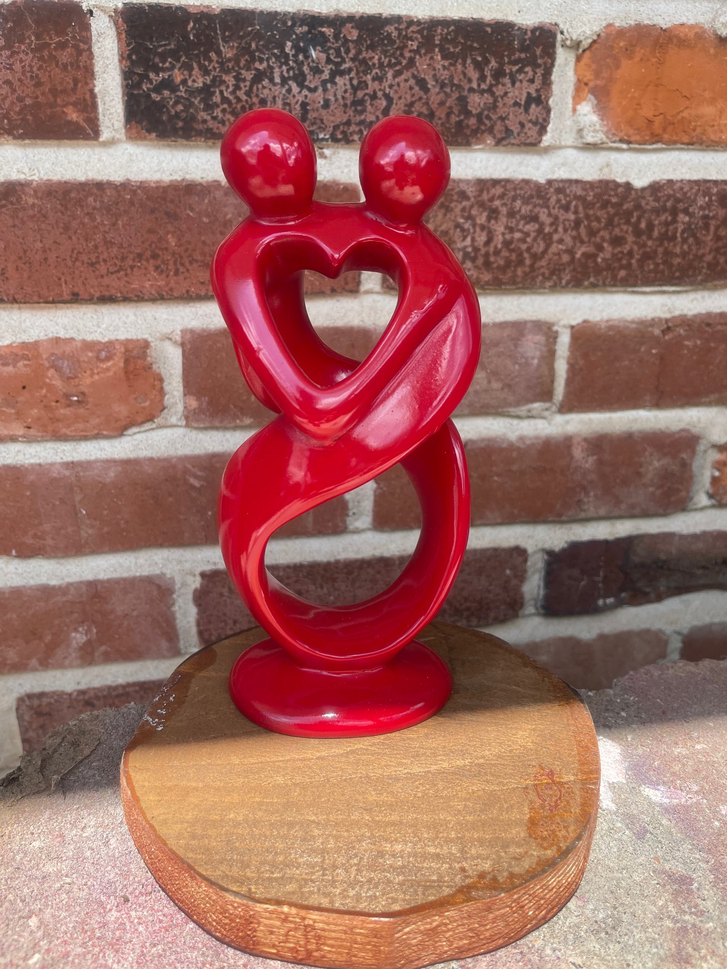 Two Lovers Soapstone Sculpture – Abstract Heart Design, Hand-Carved Romance Figurine