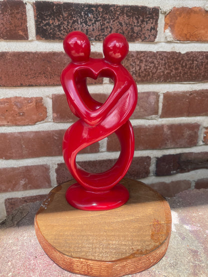 Two Lovers Soapstone Sculpture – Abstract Heart Design, Hand-Carved Romance Figurine