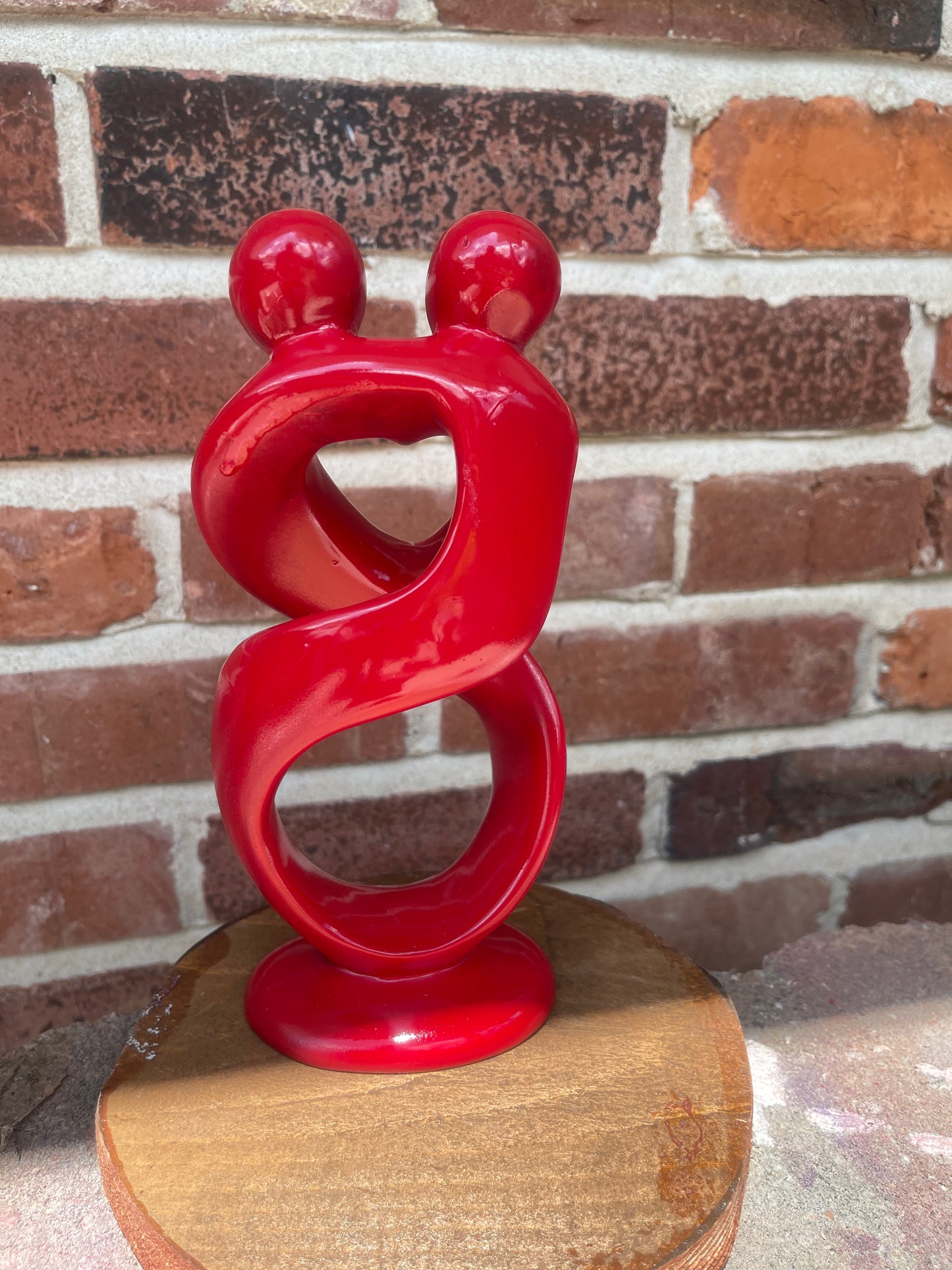 Two Lovers Soapstone Sculpture – Abstract Heart Design, Hand-Carved Romance Figurine