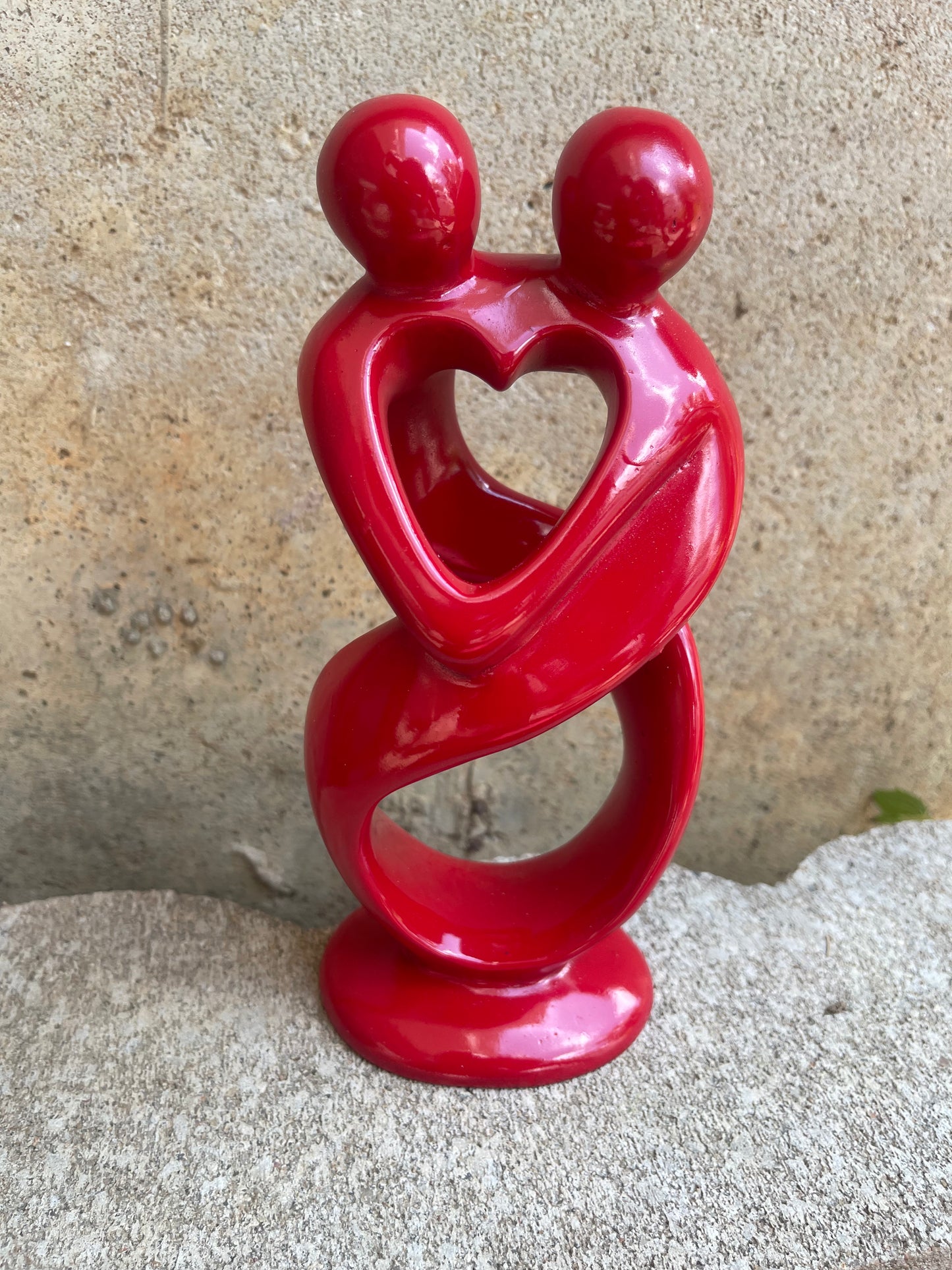 Two Lovers Soapstone Sculpture – Abstract Heart Design, Hand-Carved Romance Figurine