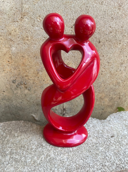 Two Lovers Soapstone Sculpture – Abstract Heart Design, Hand-Carved Romance Figurine