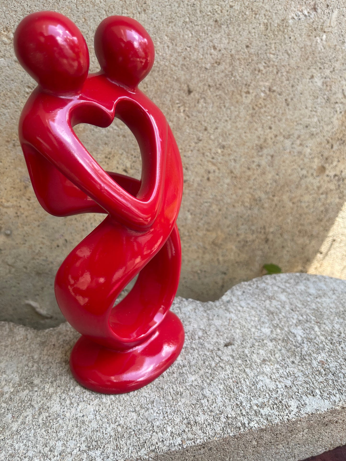Two Lovers Soapstone Sculpture – Abstract Heart Design, Hand-Carved Romance Figurine
