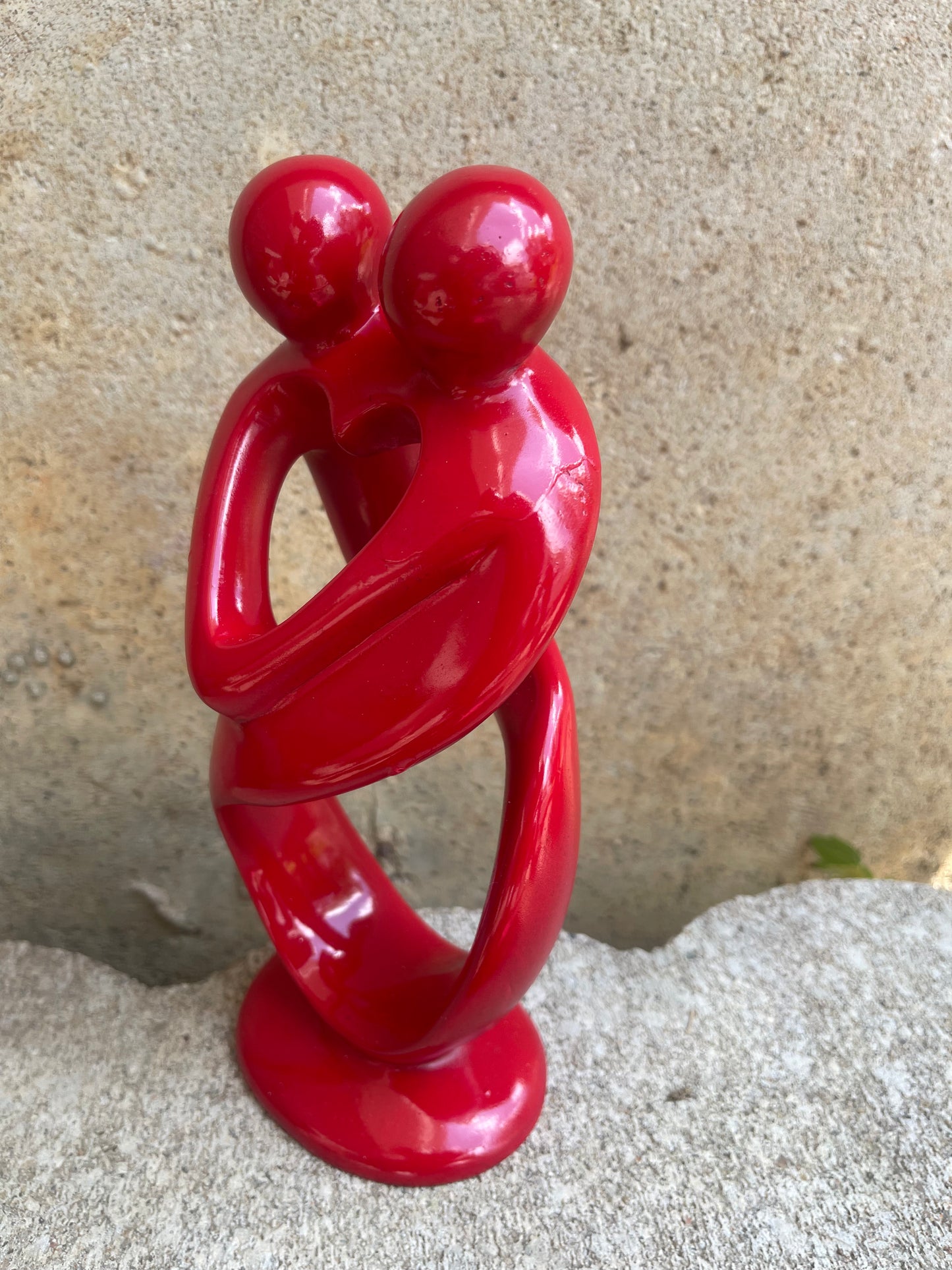 Two Lovers Soapstone Sculpture – Abstract Heart Design, Hand-Carved Romance Figurine