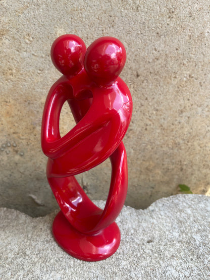Two Lovers Soapstone Sculpture – Abstract Heart Design, Hand-Carved Romance Figurine