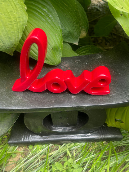 Love Kisii Soapstone – Cursive Love Sign, Stone Script Word, Shelf or Table Decor, Handmade Valentine or Wedding Gift