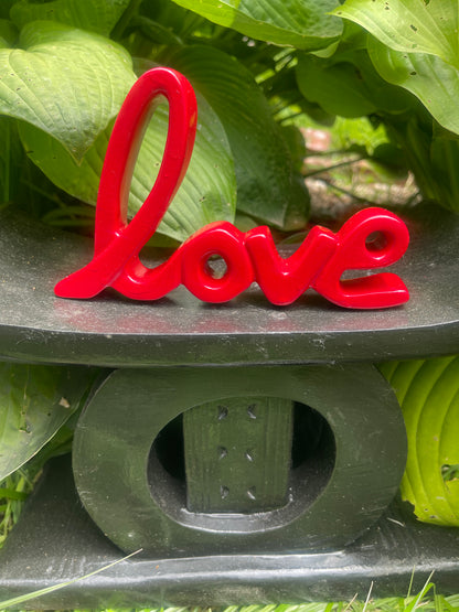 Love Kisii Soapstone – Cursive Love Sign, Stone Script Word, Shelf or Table Decor, Handmade Valentine or Wedding Gift