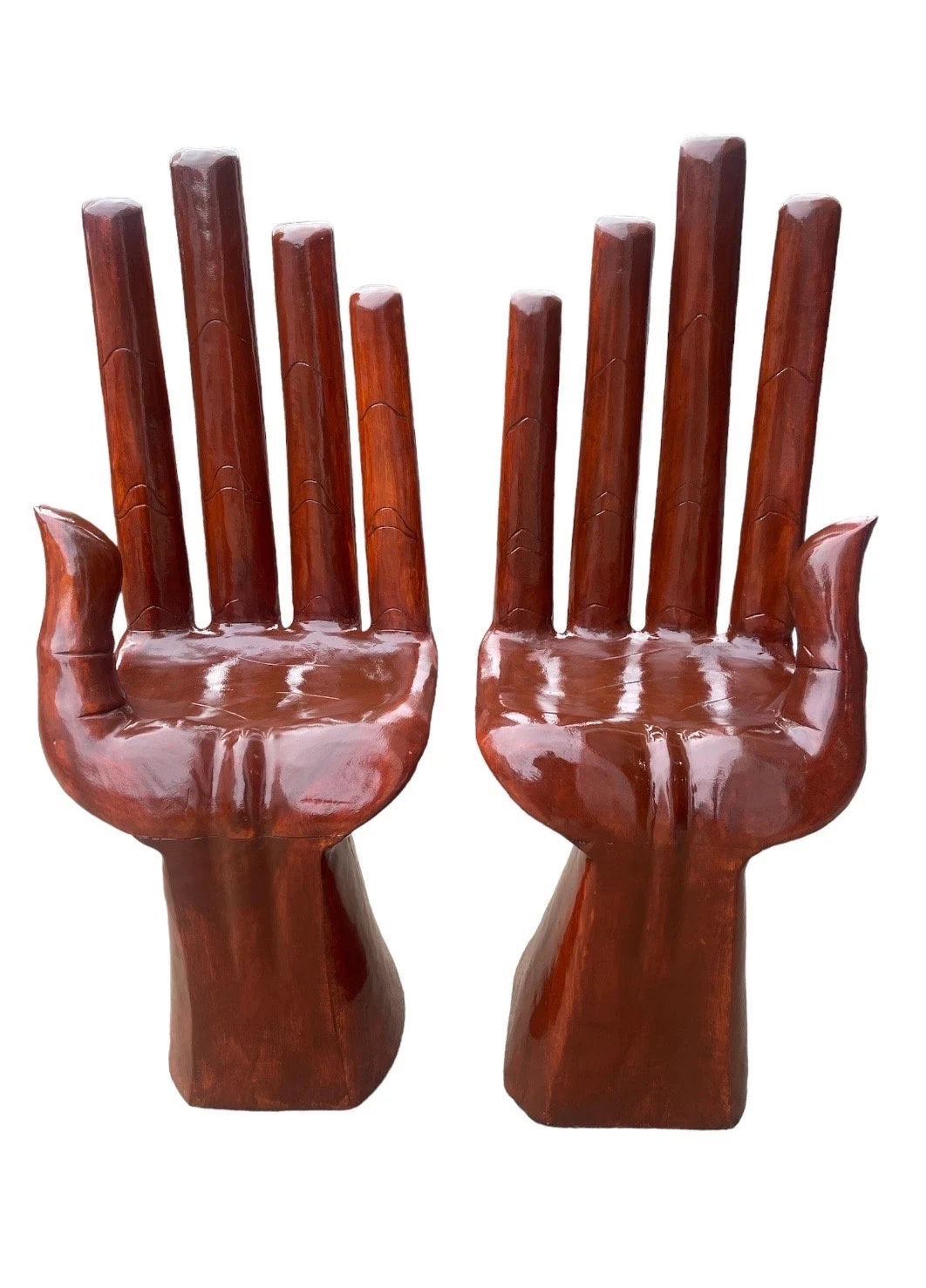 Large Hand Carved Wooden Hand Chair – Sculptural Accent Seat, Functional Art Furniture for Home or Offic