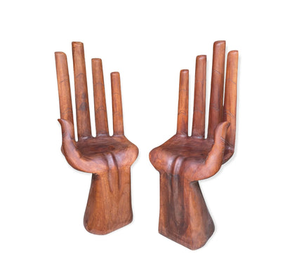 Large Hand Carved Wooden Hand Chair – Sculptural Accent Seat, Functional Art Furniture for Home or Offic