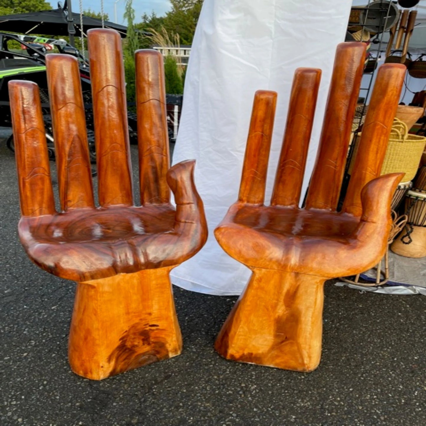 Large Hand Carved Wooden Hand Chair – Sculptural Accent Seat, Functional Art Furniture for Home or Offic