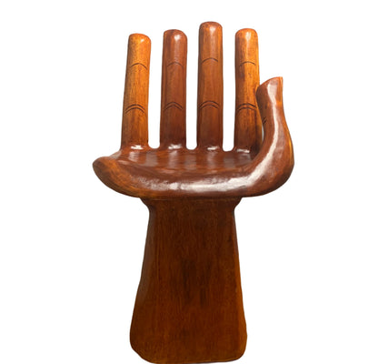 Hand‑Carved Wooden Hand Chair  Rustic Boho Accent Furniture, Buddha‑Inspired Sculptural Décor, Handmade Statement Chair