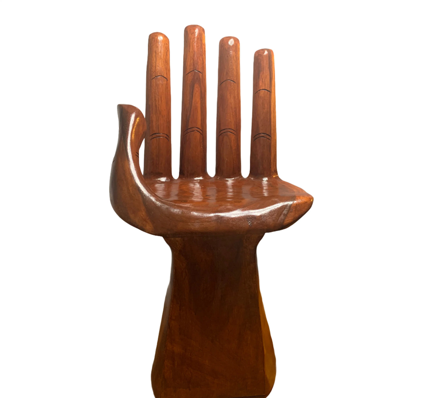 Hand‑Carved Wooden Hand Chair  Rustic Boho Accent Furniture, Buddha‑Inspired Sculptural Décor, Handmade Statement Chair