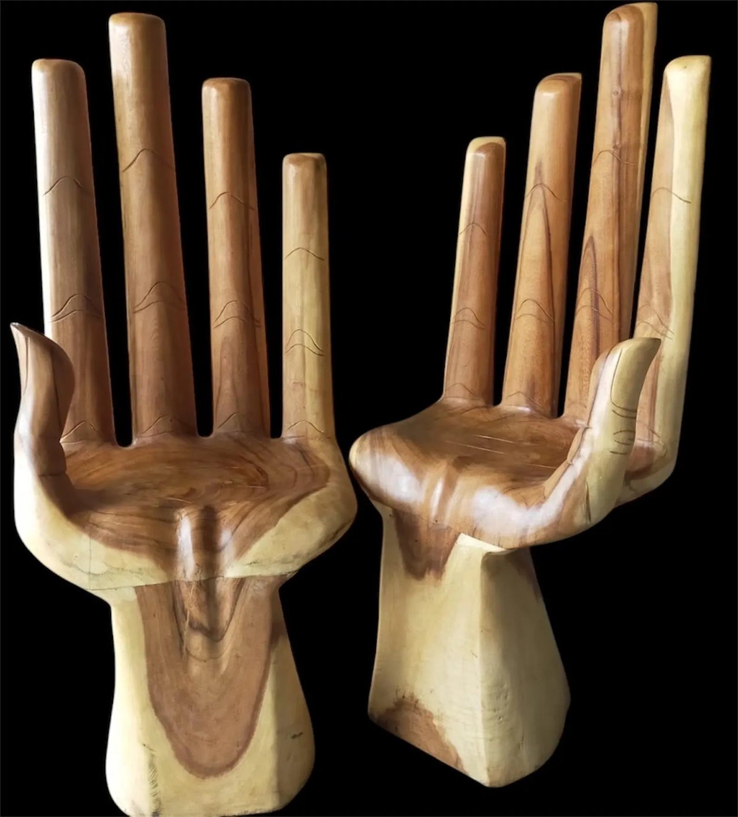 Extra Large Handcrafted Wooden Hand Chair with Natural Finish – Unique & Statement-Making Home Furniture
