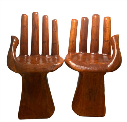 Hand‑Carved Wooden Hand Chair  Rustic Boho Accent Furniture, Buddha‑Inspired Sculptural Décor, Handmade Statement Chair