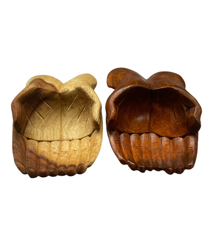 Carved Suar Wood Hand Sculpture Bowl: Rustic Home Decor Catchall