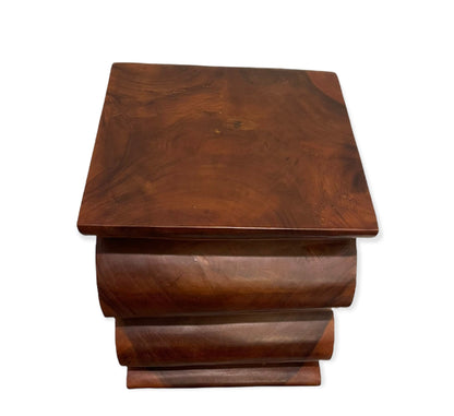 Handmade Wooden Wave Accent Table: Eco-Friendly Walnut Entryway Stand