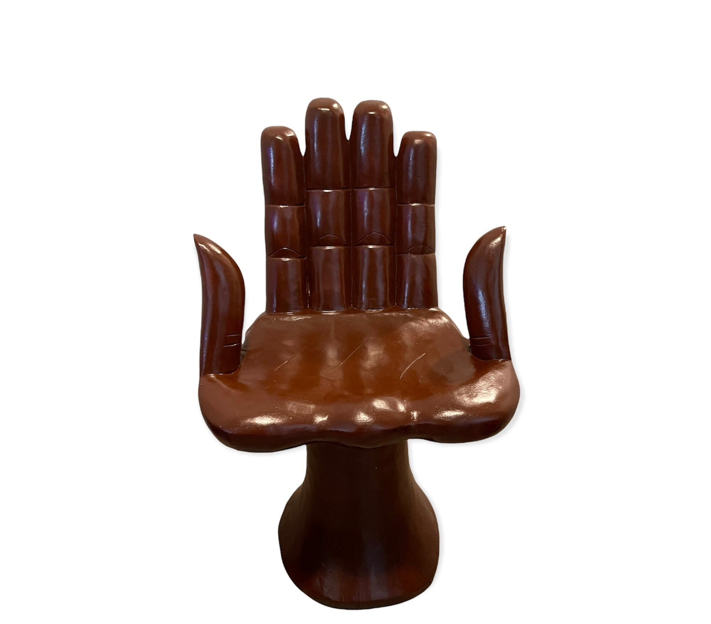 Two Thumb Wooden Hand Chair: Surrealist Art Sculpture