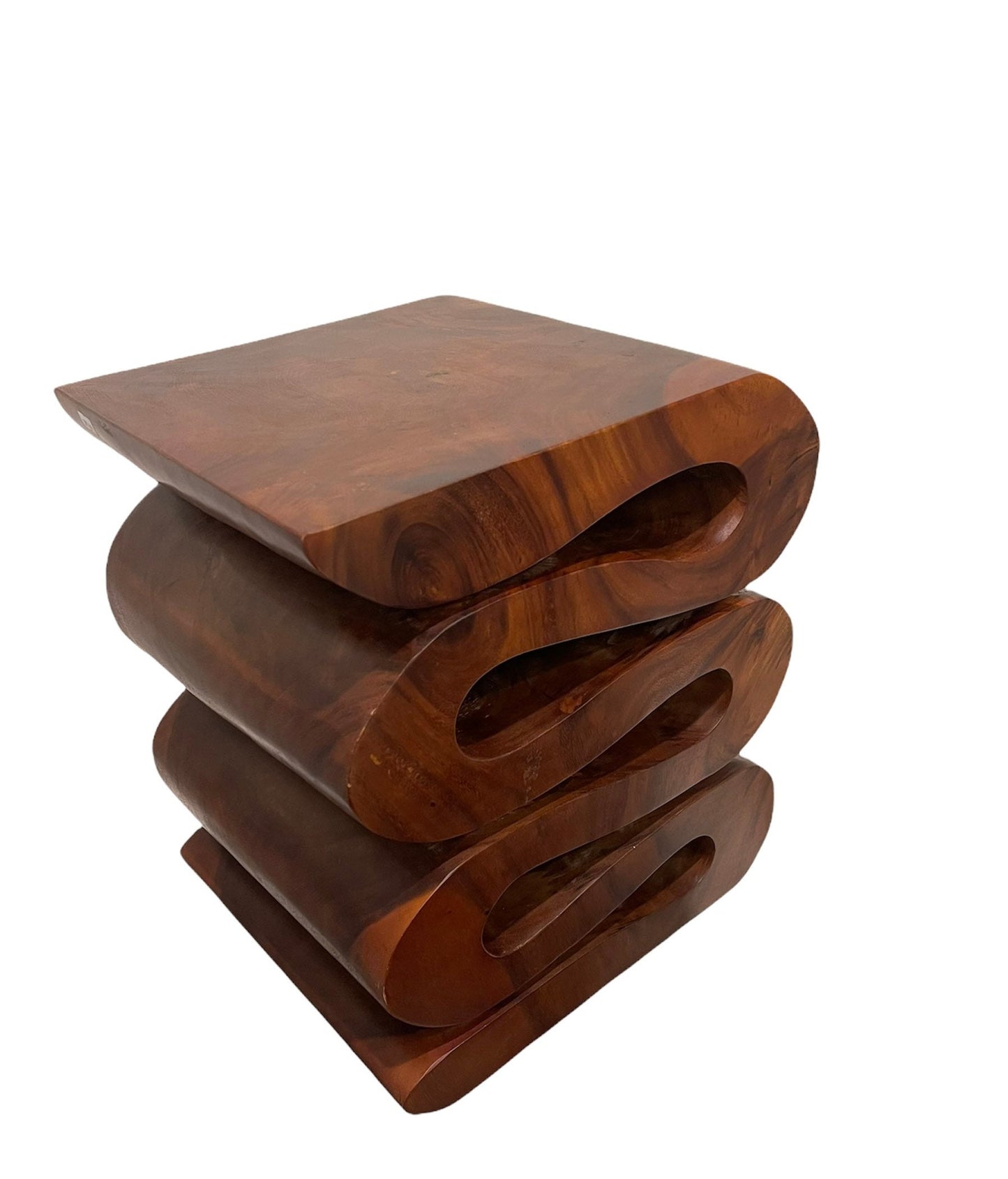 Handmade Wooden Wave Accent Table: Eco-Friendly Walnut Entryway Stand
