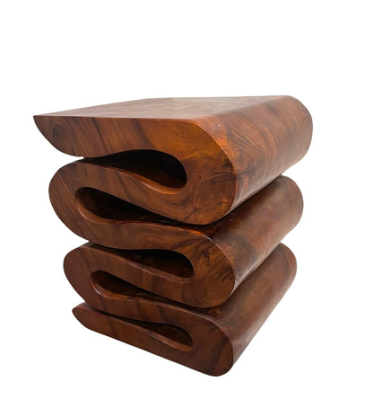 Handmade Wooden Wave Accent Table: Eco-Friendly Walnut Entryway Stand