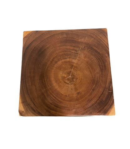 Hand-Carved Suar Wood Twist Stool: Natural Chic Accent Decor