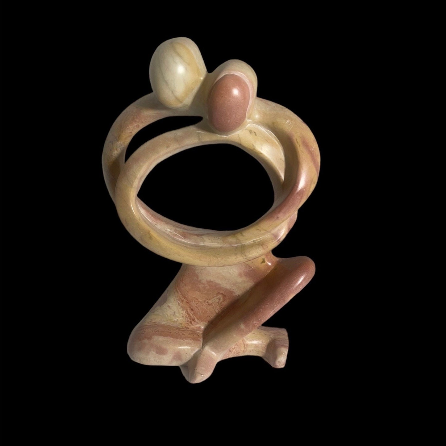 Soapstone Lovers Sculpture: "Together Forever" Romantic Decor