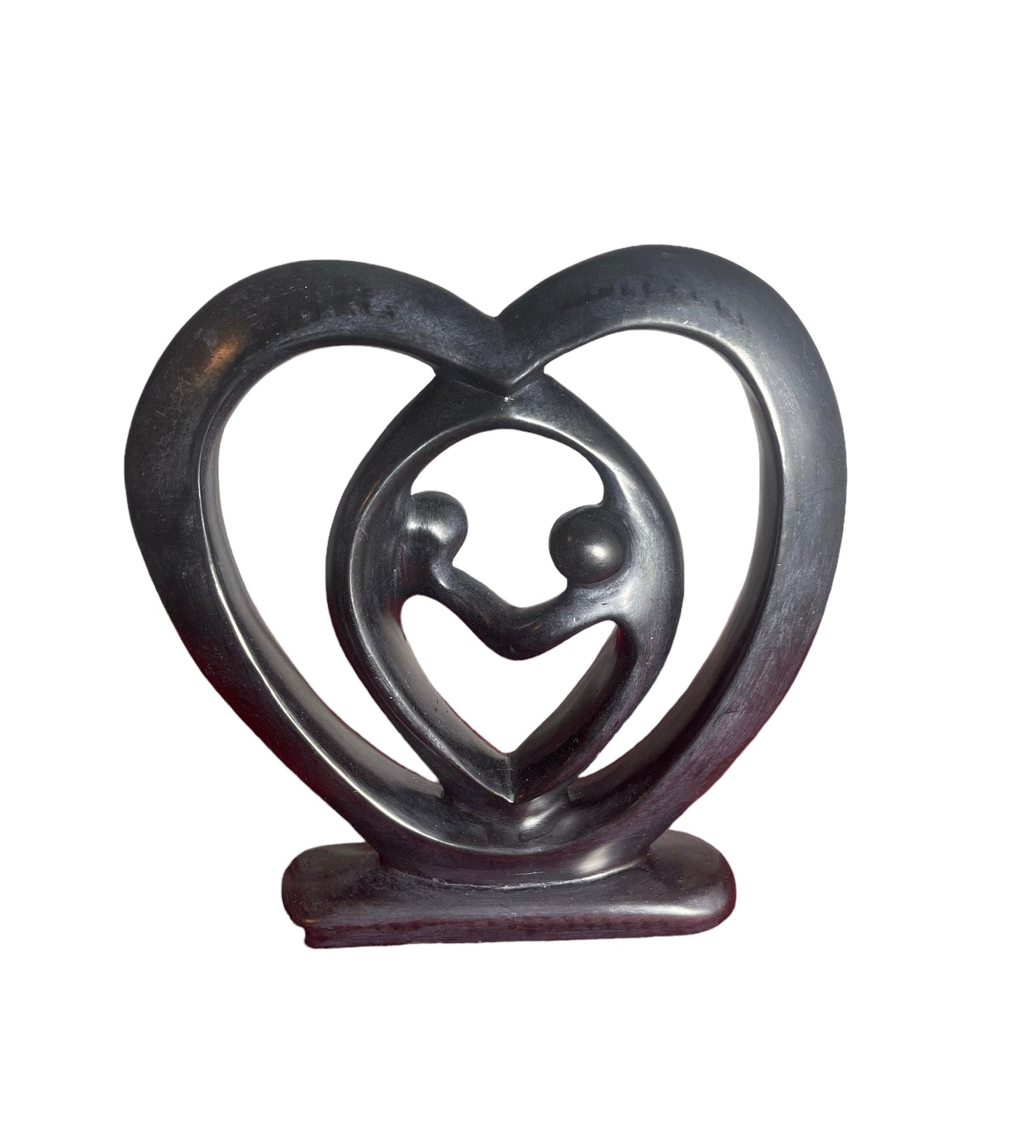 Hand Carved Soapstone Heart Sculpture: "Two Loves" Statuette