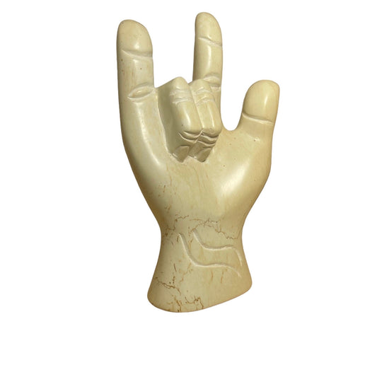 Handmade Soapstone "I Love You" Hand Gesture Sculpture