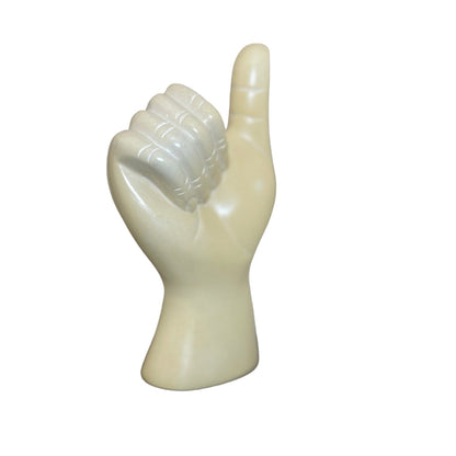 Handmade Soapstone Thumbs Up Statue: African Art Decor