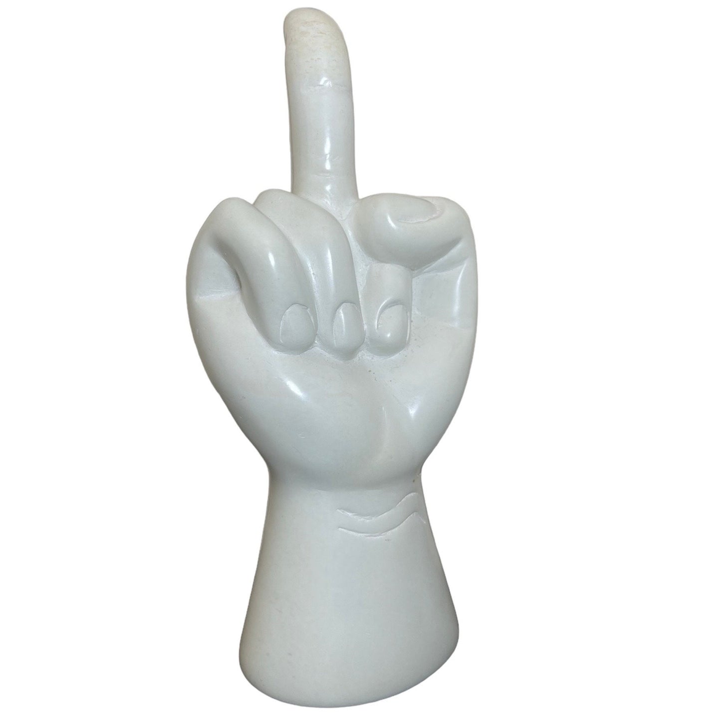 Hand-Carved Soapstone Middle Finger Sculpture: Edgy Desk Art