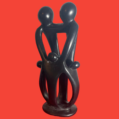 Hand-Carved Soapstone Family Sculpture: Symbol of Love (10-Inch)