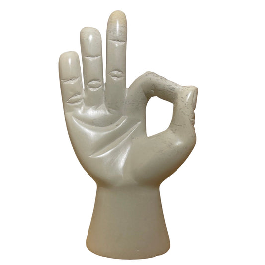 Handmade Soapstone Okay Hand Sculpture: African Art Decor