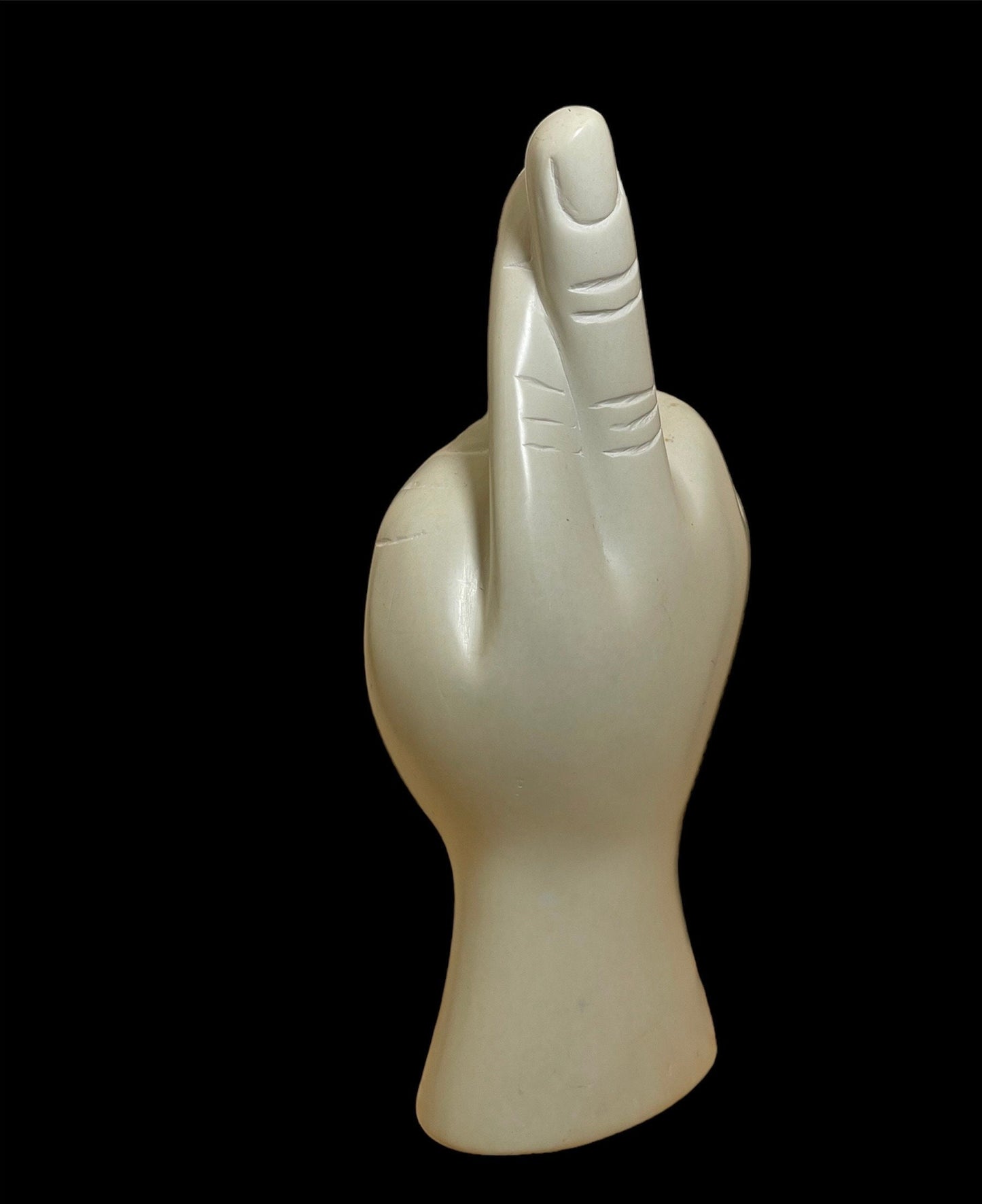 Soapstone Fingers Crossed Sculpture: Good Luck Hand Sign