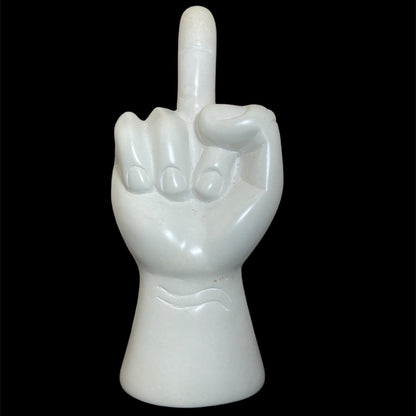 Hand-Carved Soapstone Middle Finger Sculpture: Edgy Desk Art